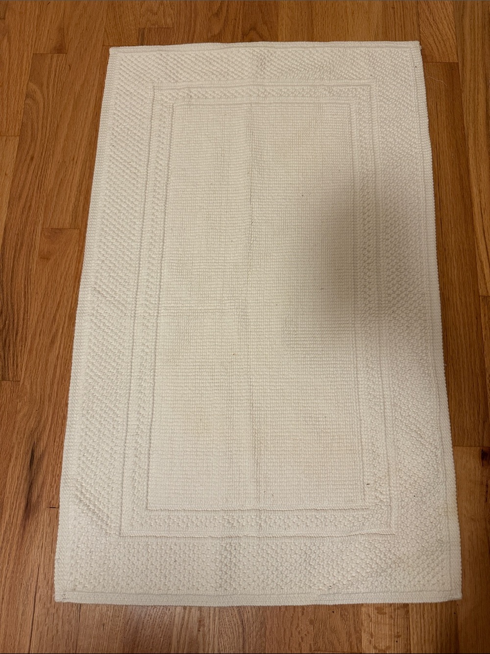 ✅ VINTAGE Large Embroidered Full Cotton Stylish Shower Bath Mat Old Stock -White